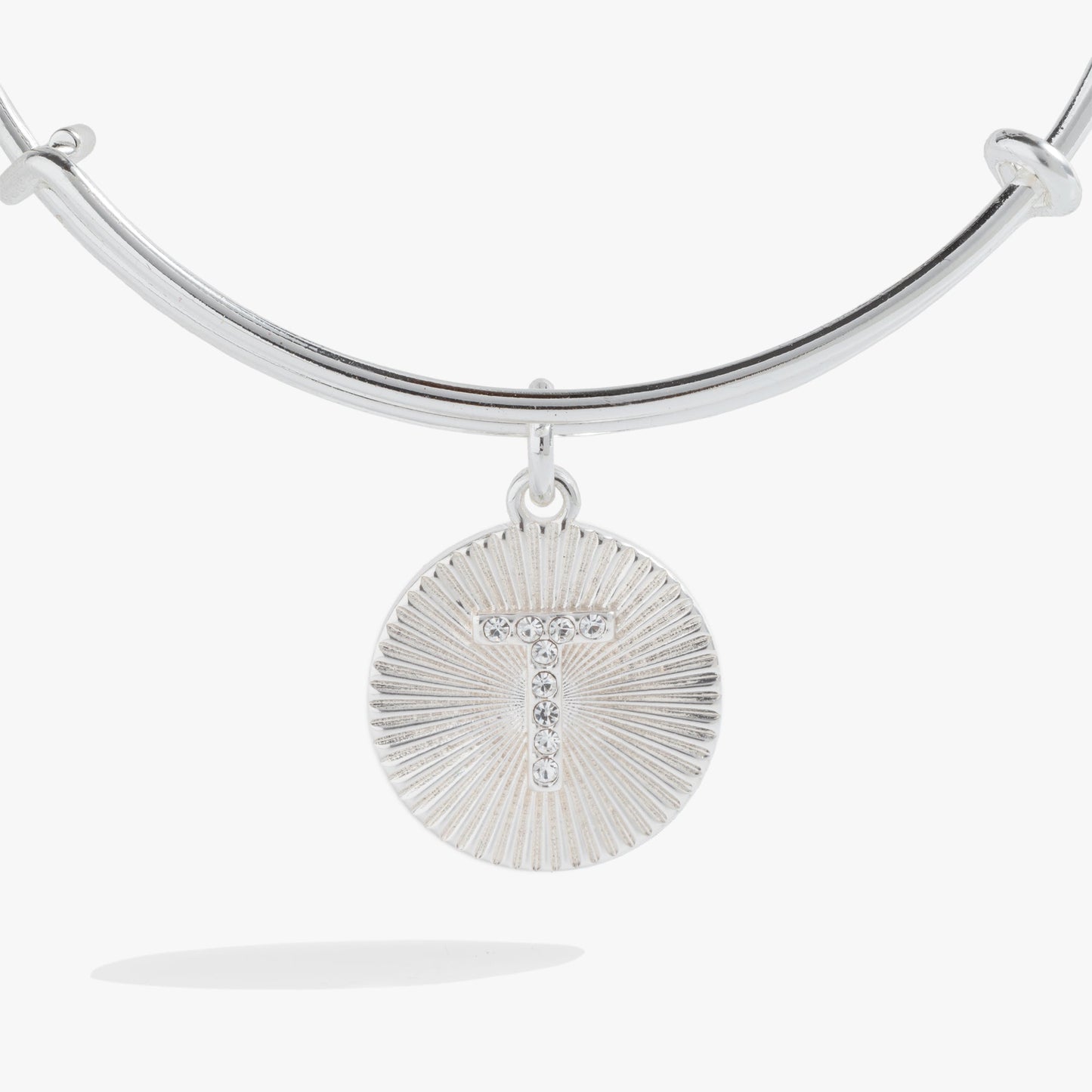Pave Starburst Texture Initial Bangle T Gold