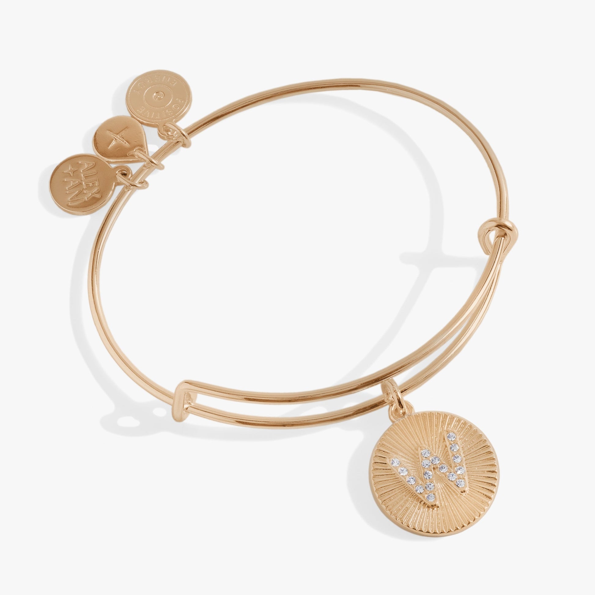 Pave Starburst Texture Initial Bangle W Gold