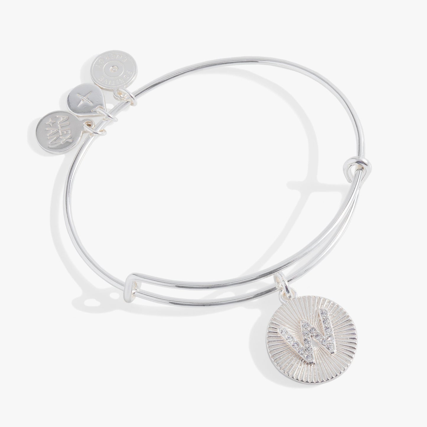 Pave Starburst Texture Initial Bangle W Gold
