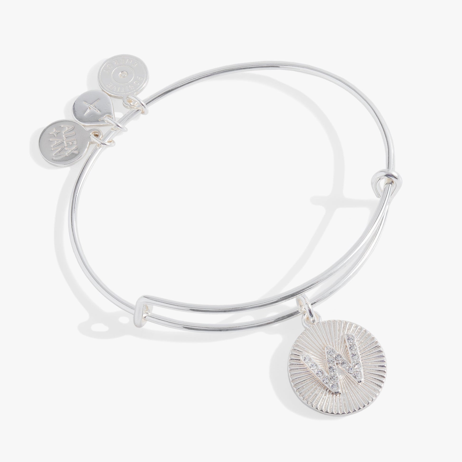 Pave Starburst Texture Initial Bangle W Gold
