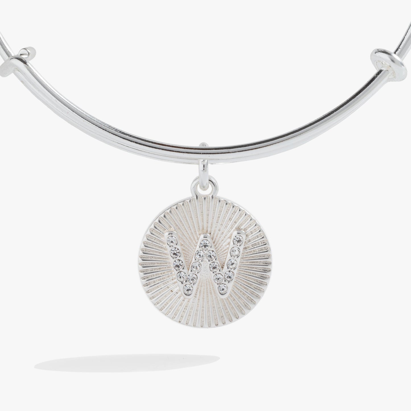 Pave Starburst Texture Initial Bangle W Gold