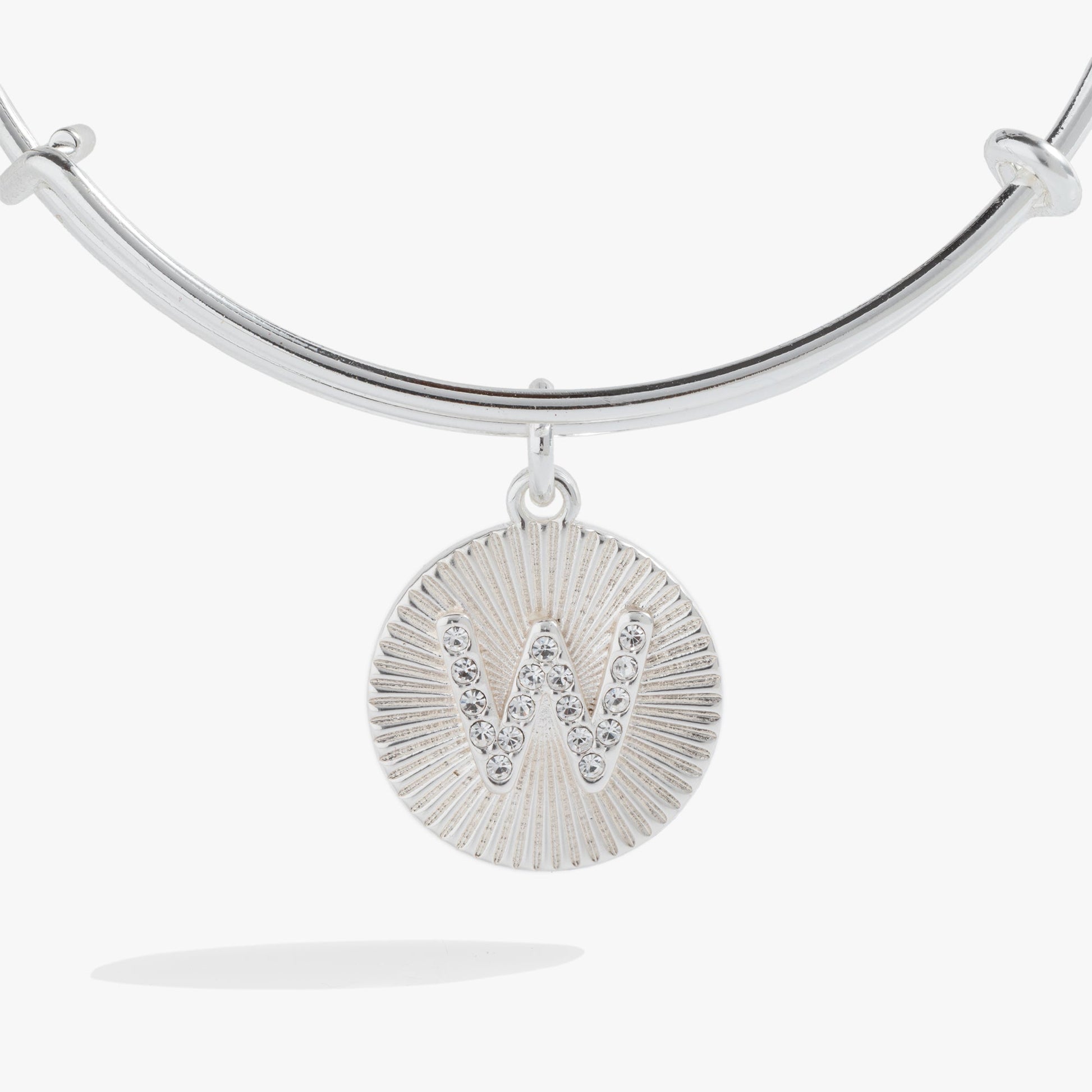 Pave Starburst Texture Initial Bangle W Gold