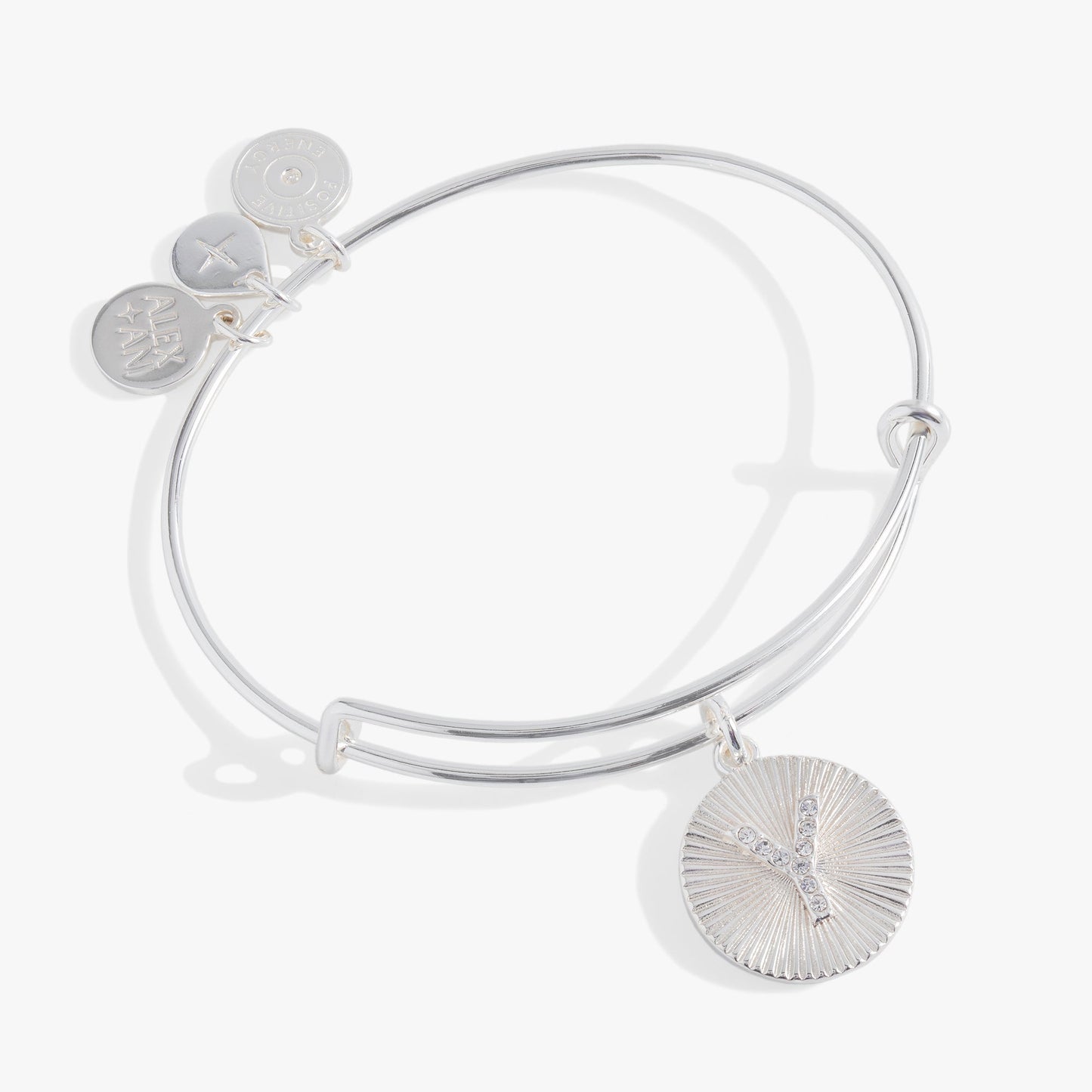 Pave Starburst Texture Initial Bangle Y Gold