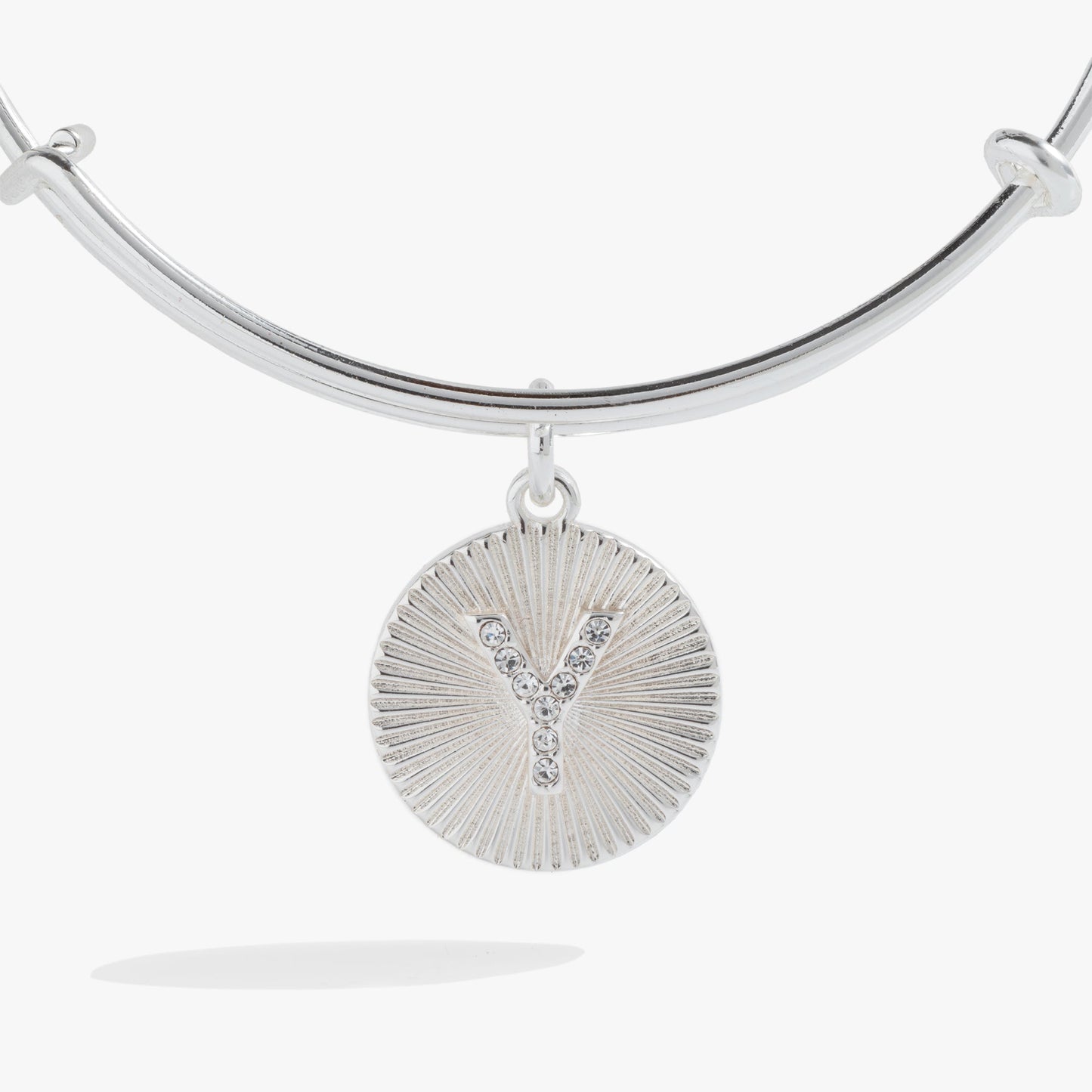 Pave Starburst Texture Initial Bangle Y Gold