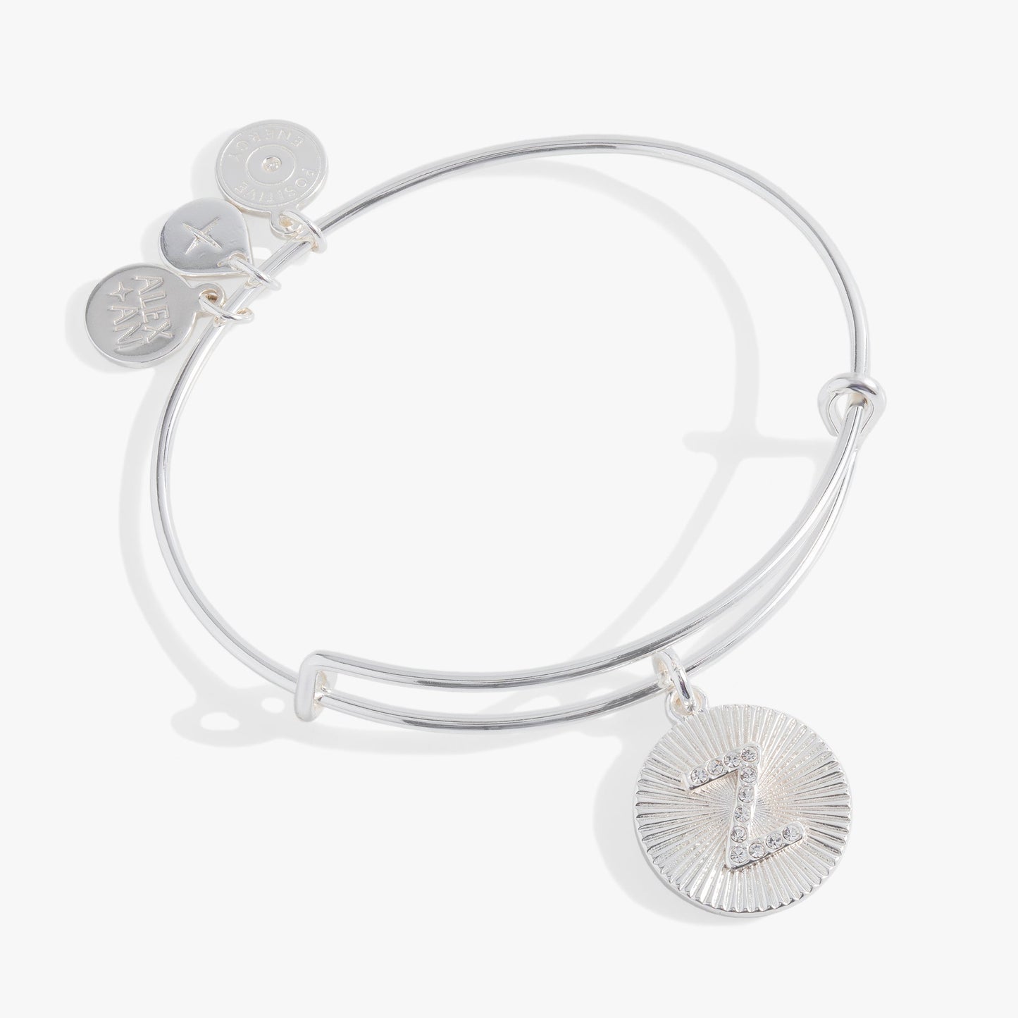 Pave Starburst Texture Initial Bangle Z Gold