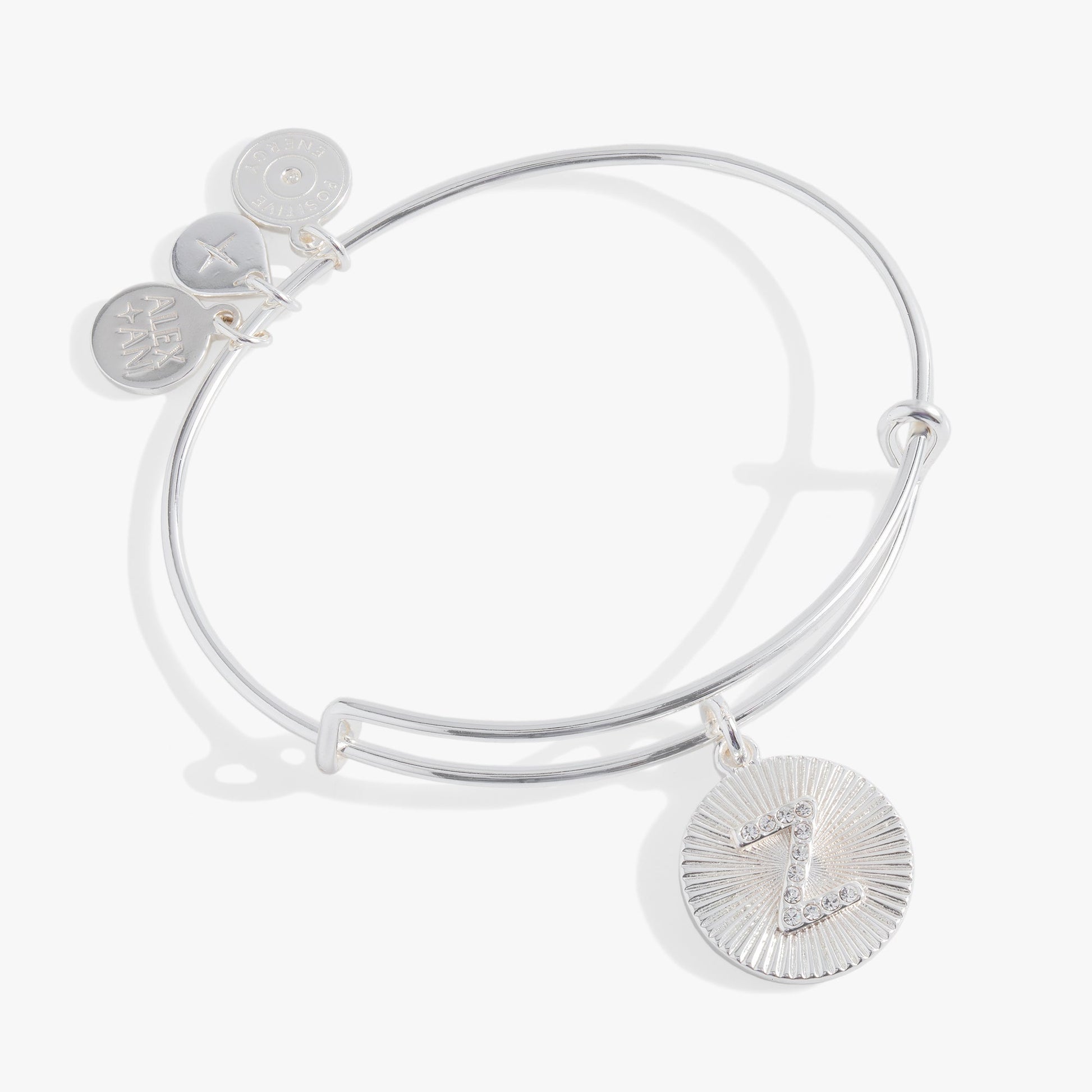 Pave Starburst Texture Initial Bangle Z Gold