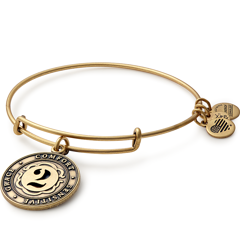 Number 2 Charm Bangle Bracelet Rafaelian Gold