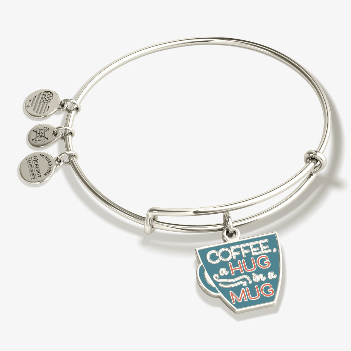 Coffee, A Hug in a Mug' Charm Bangle Bracelet
    
    
    
       Shiny Silver