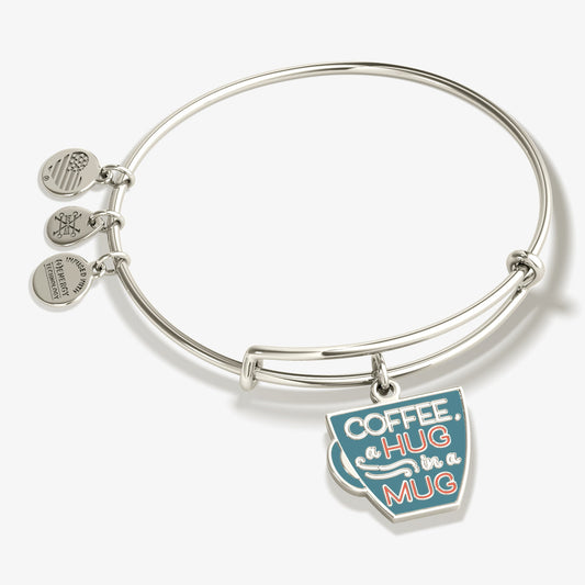 Coffee, A Hug in a Mug' Charm Bangle Bracelet
    
    
    
       Shiny Silver