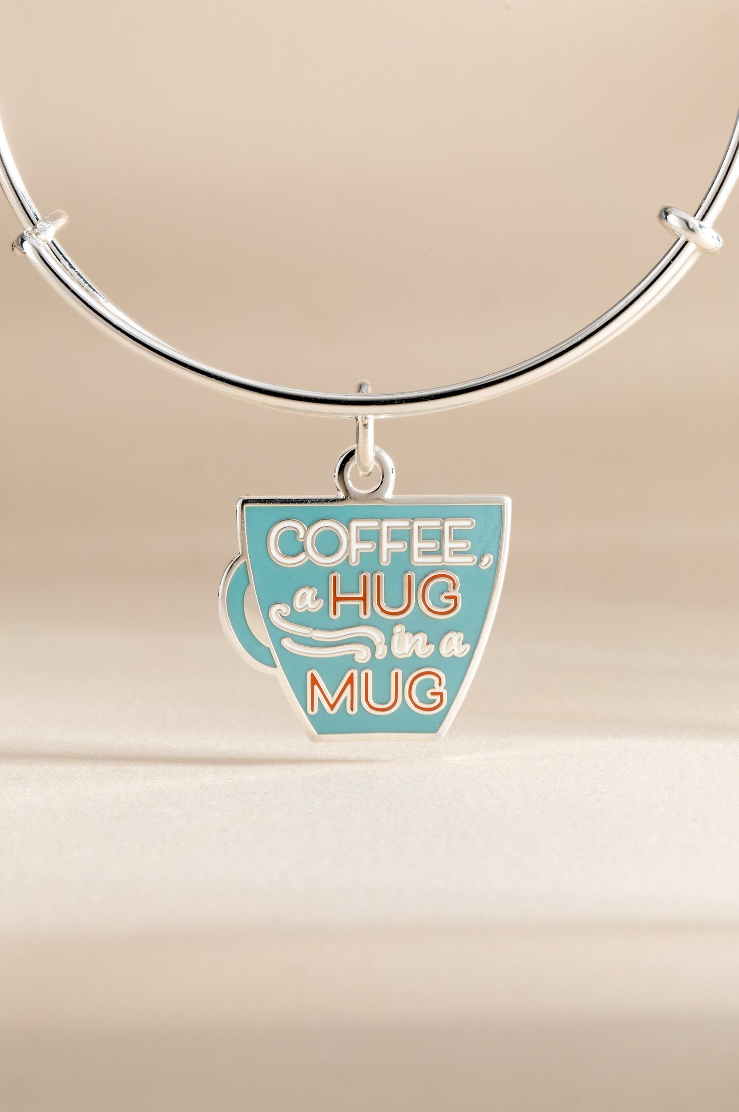 Coffee, A Hug in a Mug' Charm Bangle Bracelet
    
    
    
       Shiny Silver