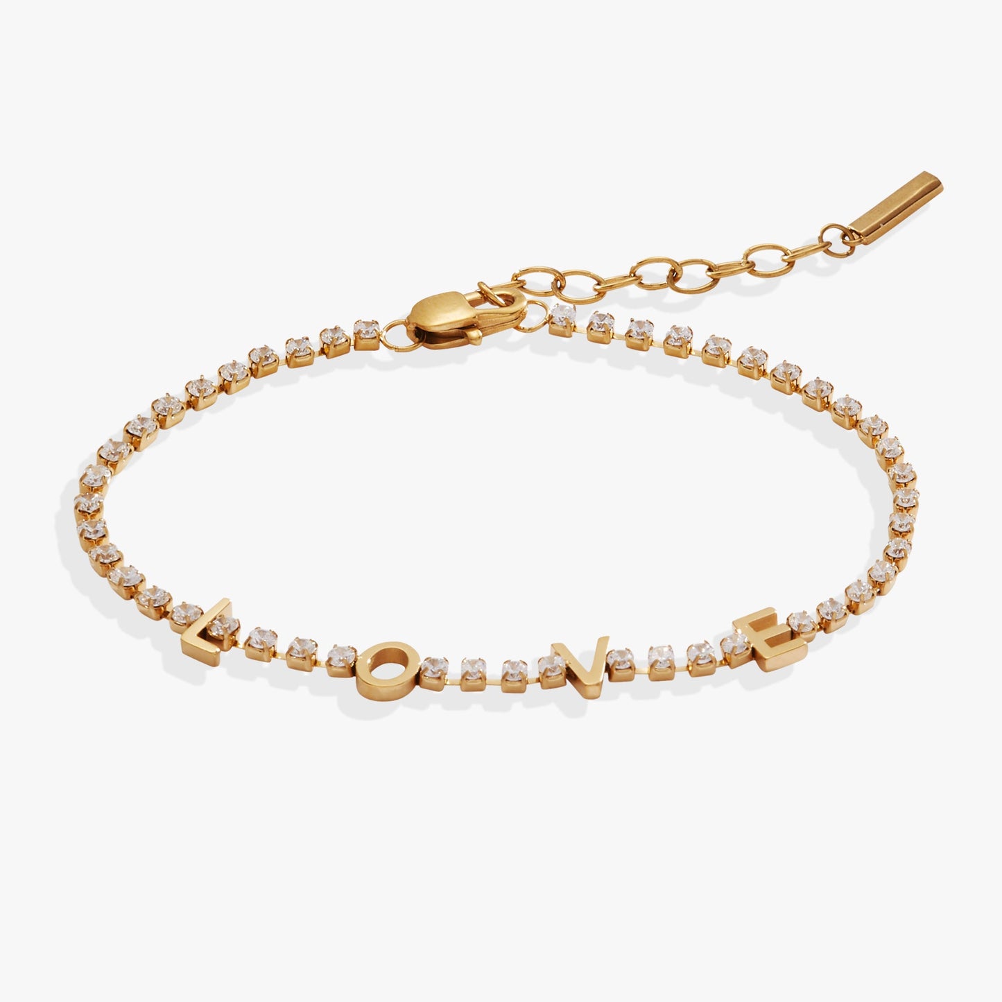 “Love” Tennis Bracelet Stainless Steel Gold