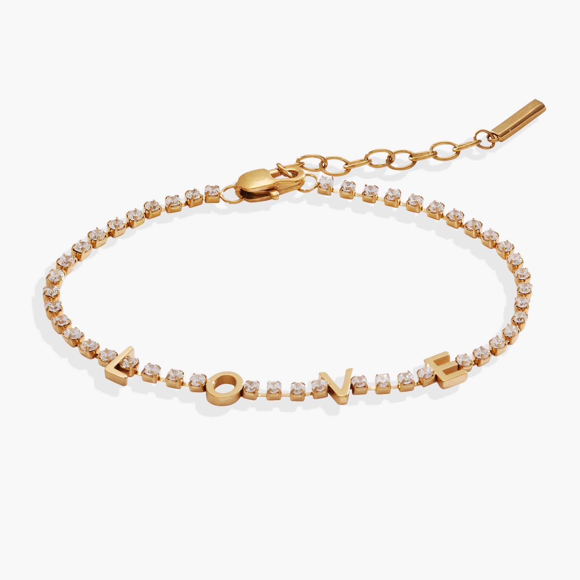 “Love” Tennis Bracelet Stainless Steel Gold