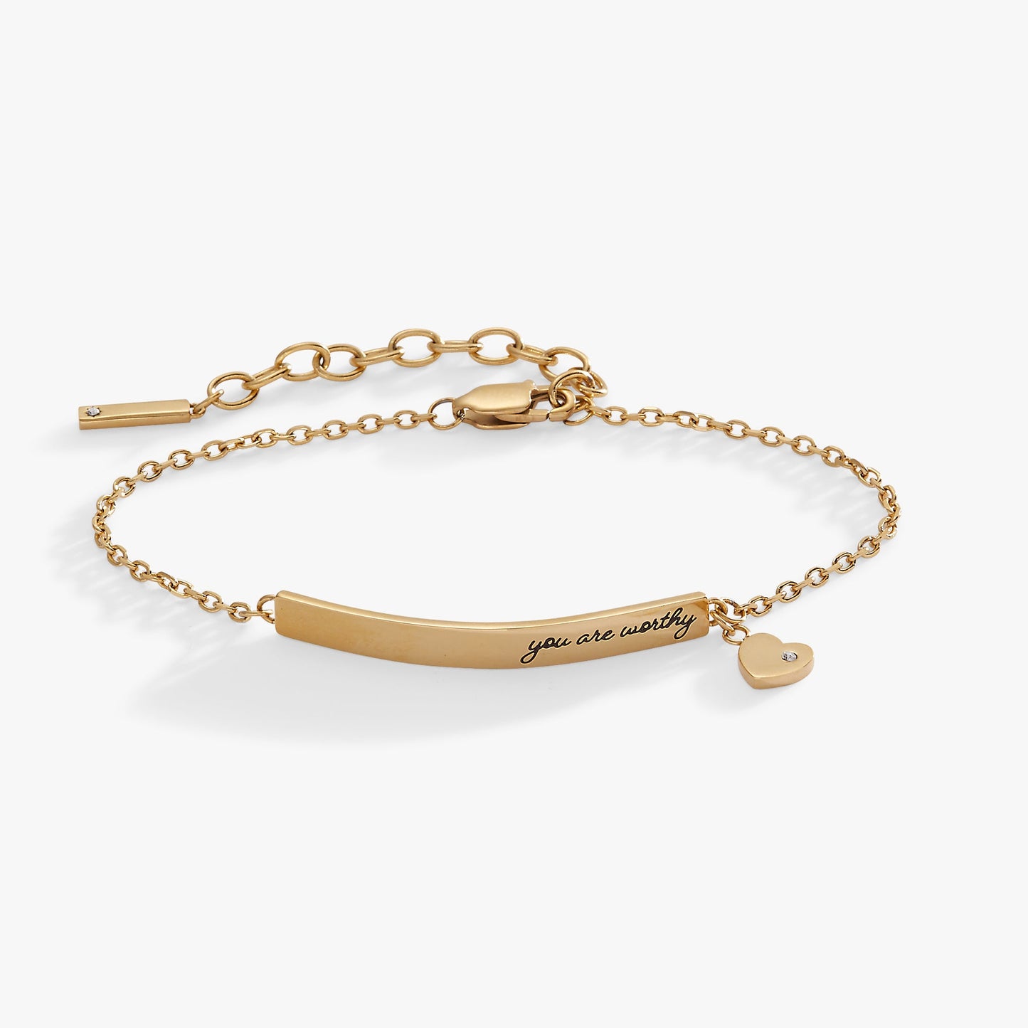 “You Are Worthy” Inline Bracelet Stainless Steel Gold