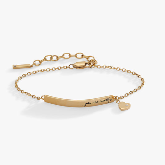 “You Are Worthy” Inline Bracelet Stainless Steel Gold