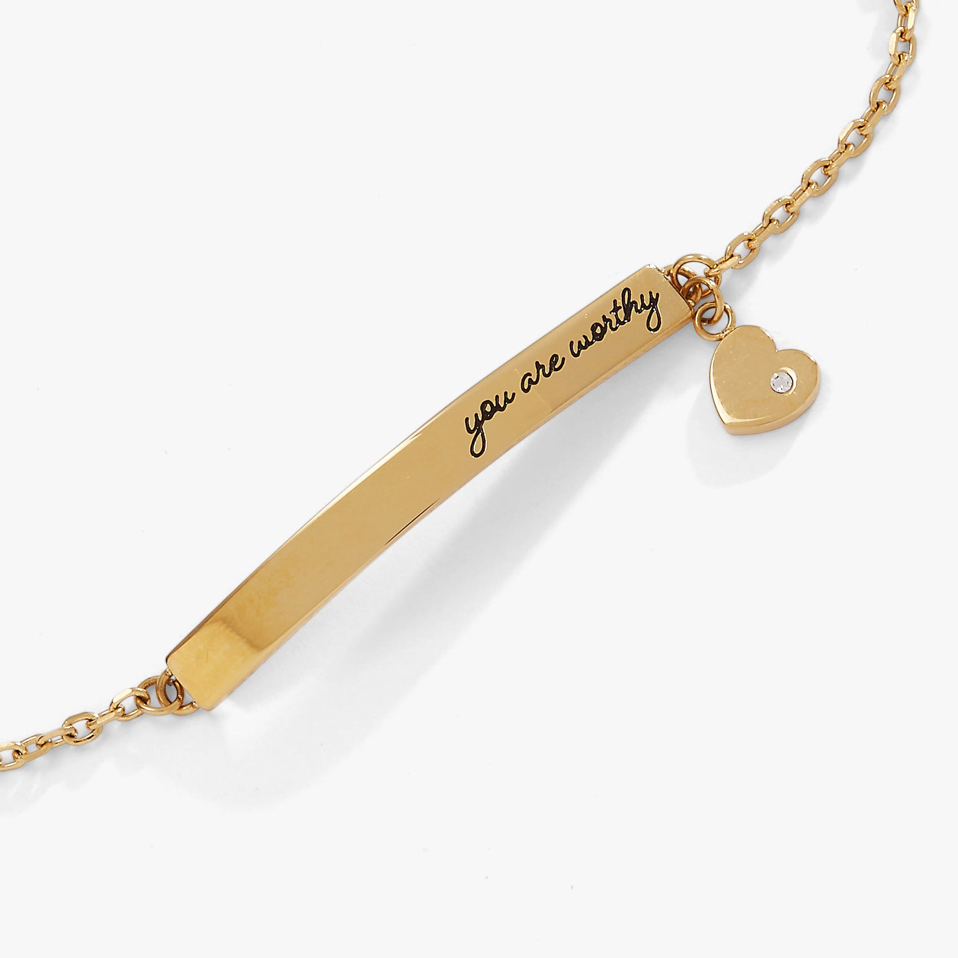 “You Are Worthy” Inline Bracelet Stainless Steel Gold