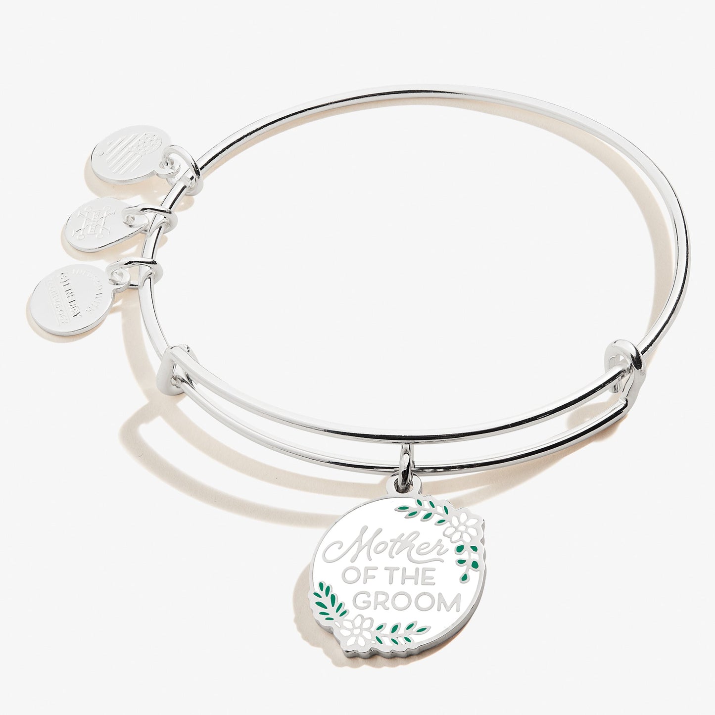 Mother of the Groom Wedding Charm Bangle – Sentimental Gift for Mom Silver