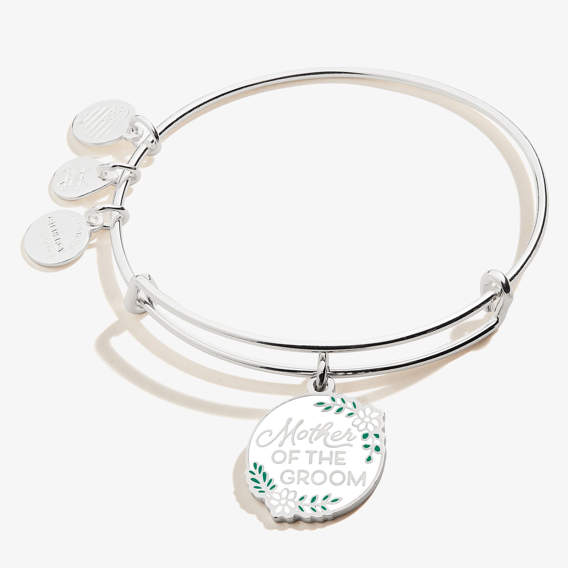 Mother of the Groom Wedding Charm Bangle – Sentimental Gift for Mom Silver