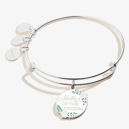 Mother of the Groom Wedding Charm Bangle – Sentimental Gift for Mom Silver