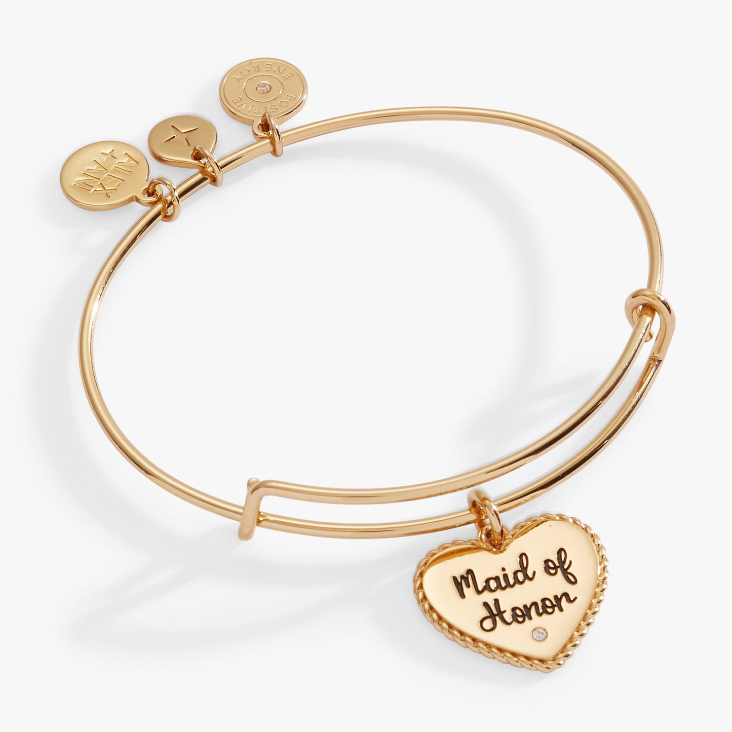 Maid of Honor Heart Bangle – Bridal Party Gift Jewelry Gold