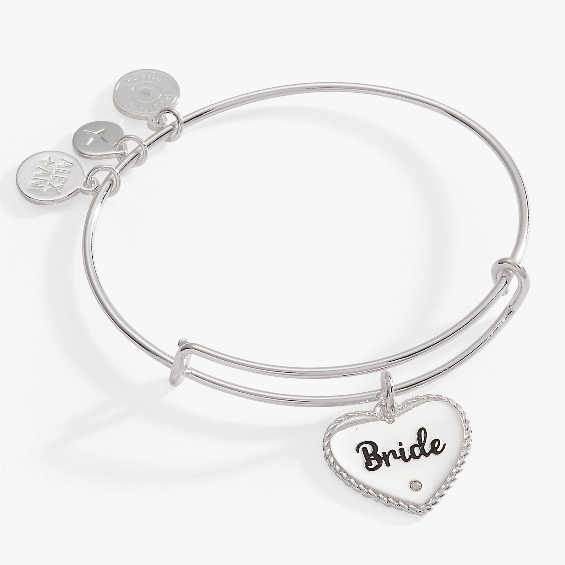 Bride Heart Bangle Bracelet – Wedding Gift for the Bride Silver