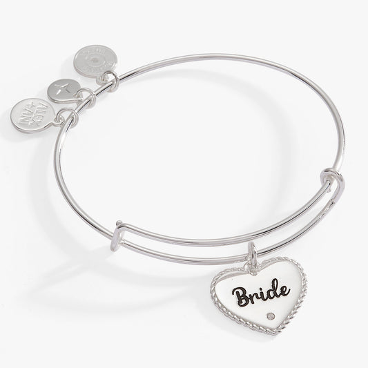 Bride Heart Bangle Bracelet – Wedding Gift for the Bride Silver