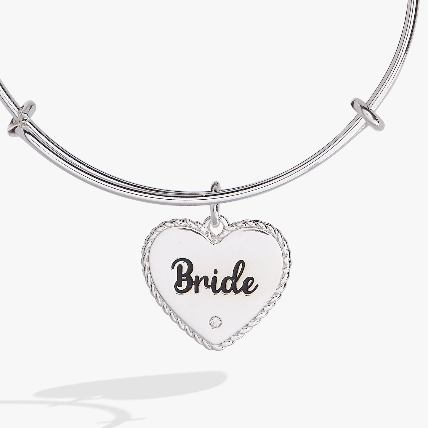 Bride Heart Bangle Bracelet – Wedding Gift for the Bride Silver
