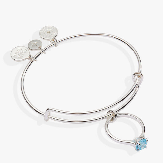 Bride-to-Be Charm Bangle Bracelet – Engagement or Bridal Shower Gift Silver