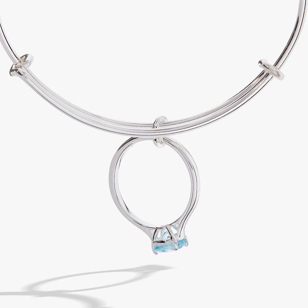 Bride-to-Be Charm Bangle Bracelet – Engagement or Bridal Shower Gift Silver