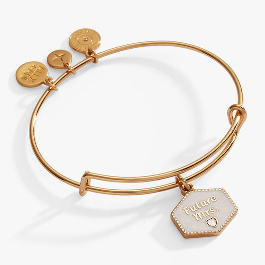 “Future Mrs.” Bridal Charm Bangle – Engagement Gift Jewelry Gold