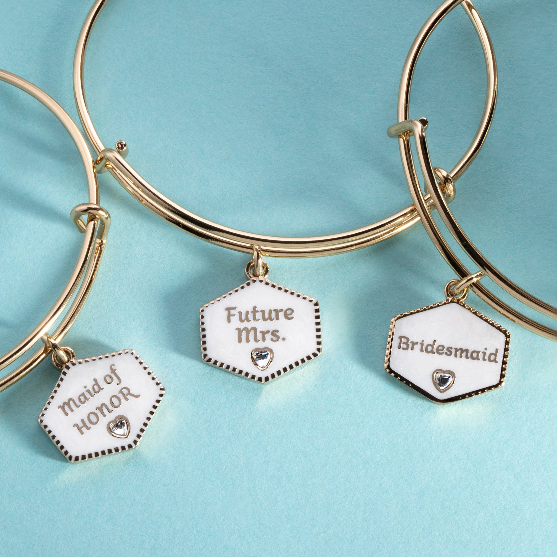 “Future Mrs.” Bridal Charm Bangle – Engagement Gift Jewelry Gold