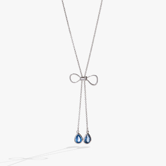 Bow Adjustable Slider Necklace – Elegant Special Occasion Jewelry Silver