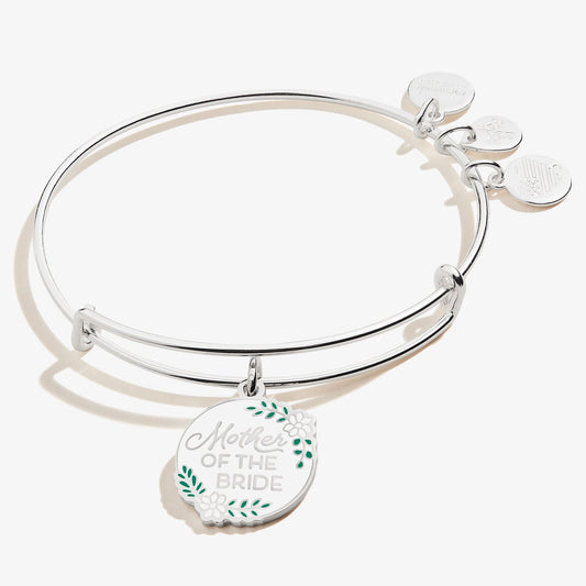 Mother of the Bride Wedding Charm Bangle – Meaningful Wedding Jewelry Gift Silver