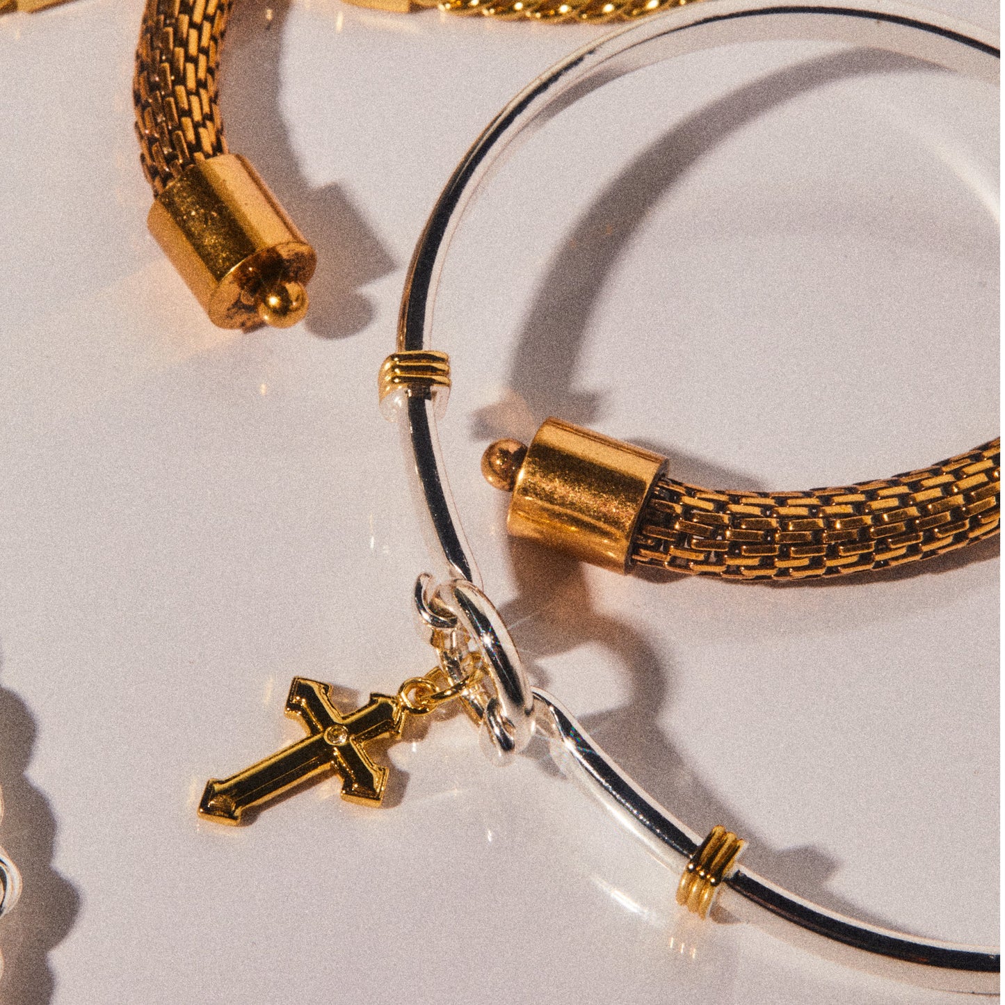 Cross Clip Bangle Two Tone
