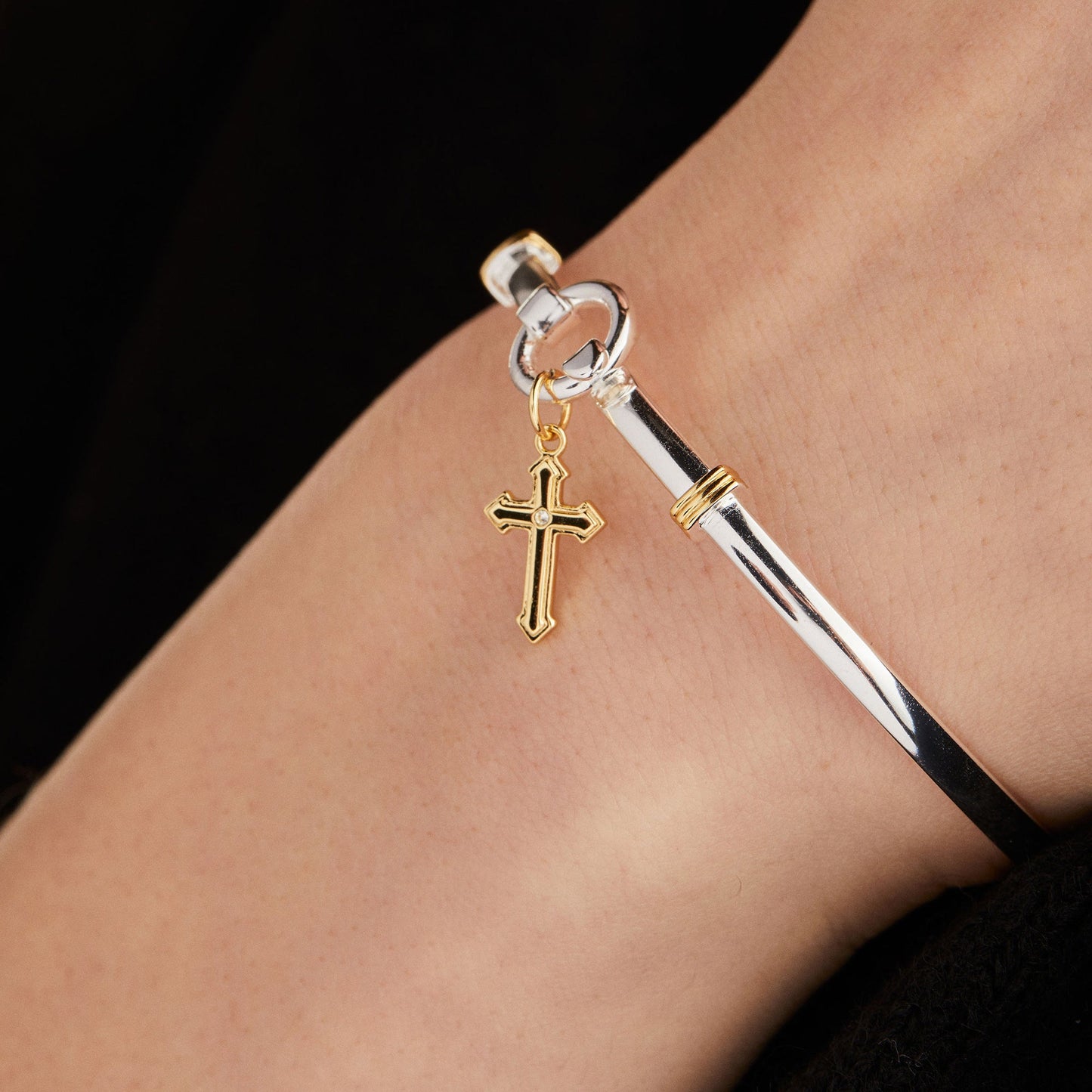 Cross Clip Bangle Two Tone