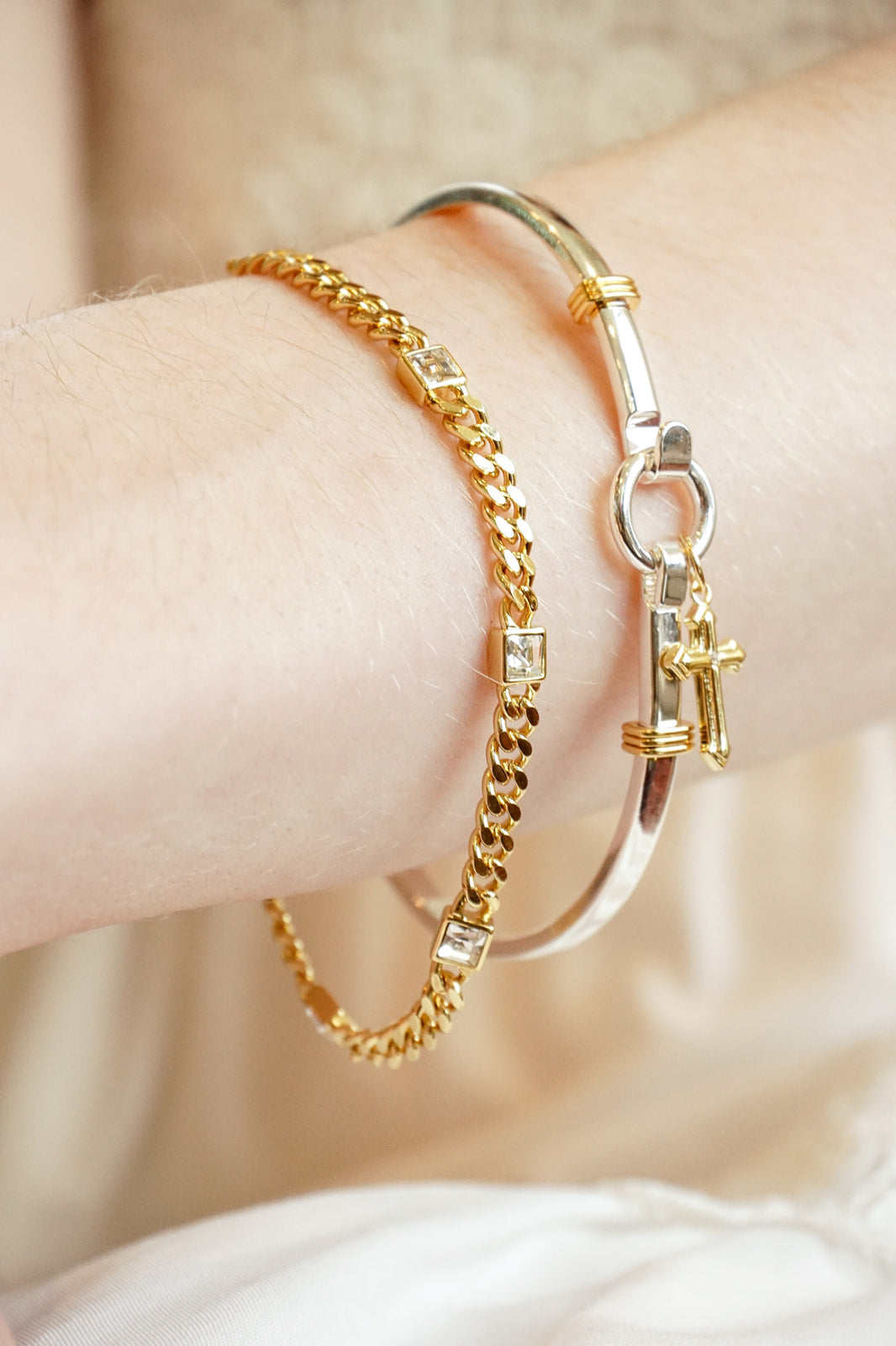 Cross Clip Bangle Two Tone