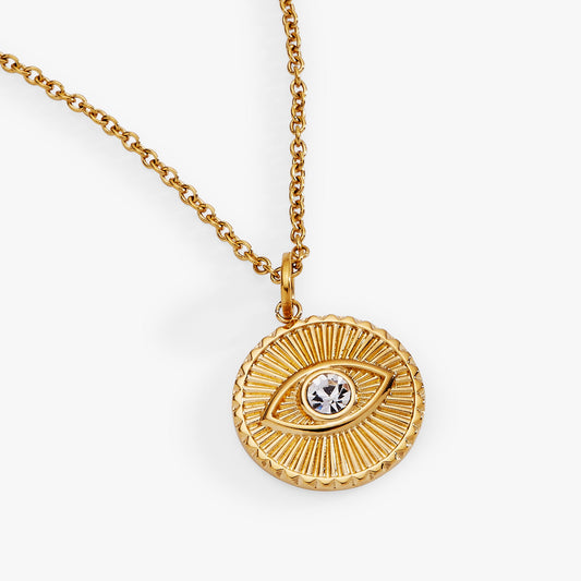 Evil Eye Engravable Pendant Stainless Steel Gold