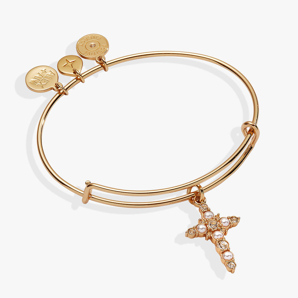 Pearl Cross Bangle Gold