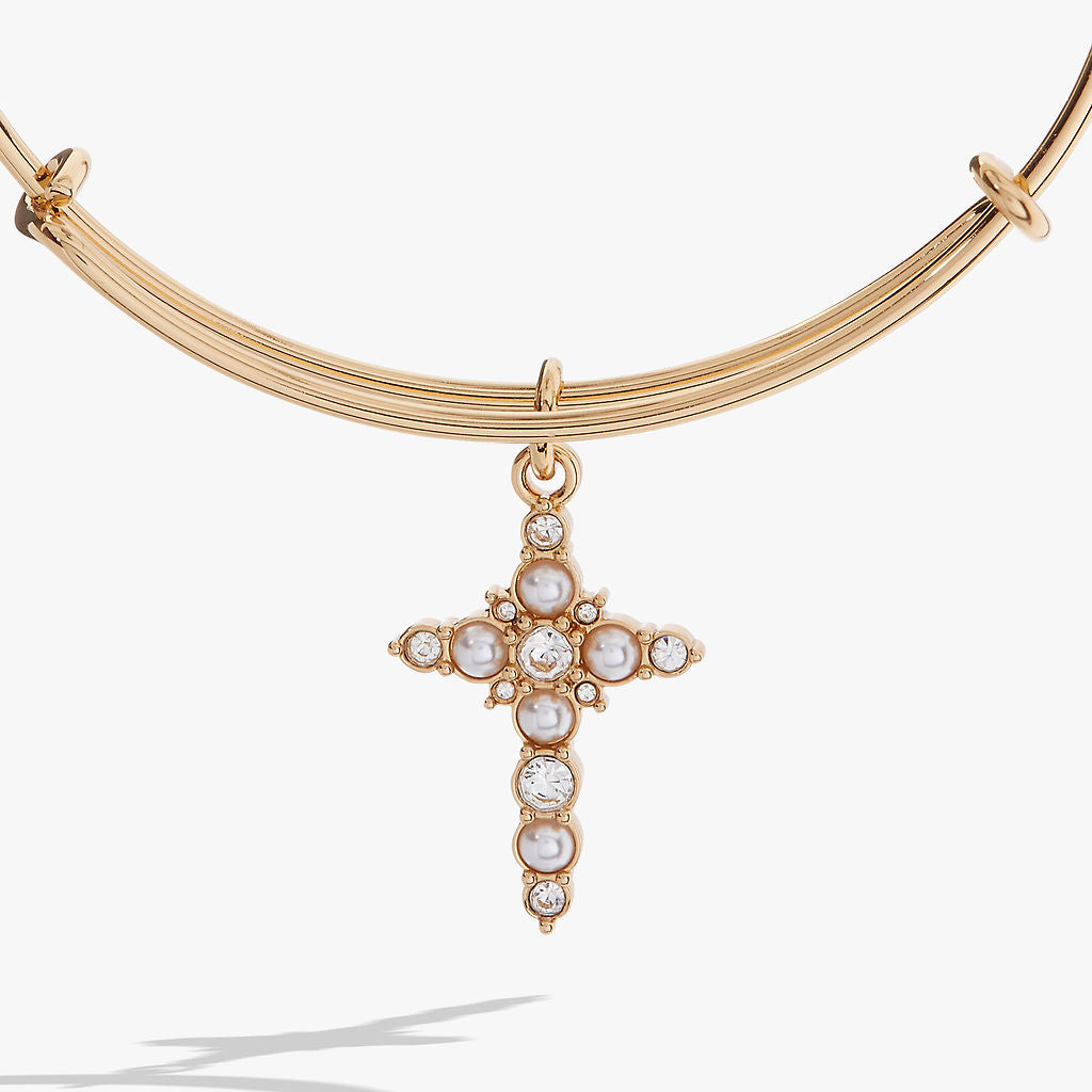 Pearl Cross Bangle Gold