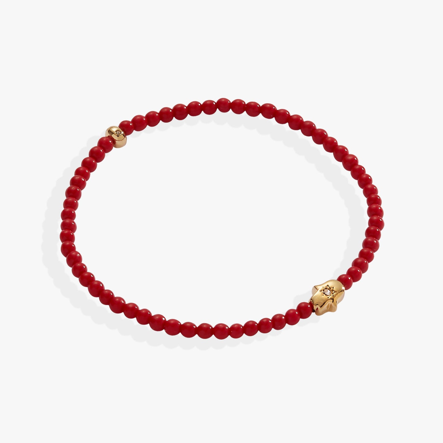 Coral Hamsa Mini Stretch Bracelet Stainless Steel Gold