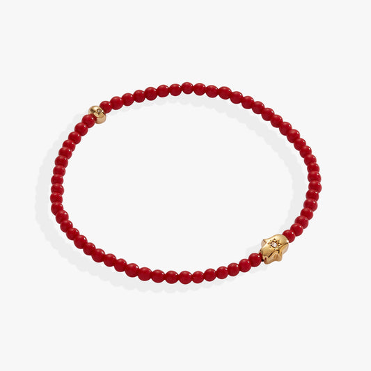 Coral Hamsa Mini Stretch Bracelet Stainless Steel Gold