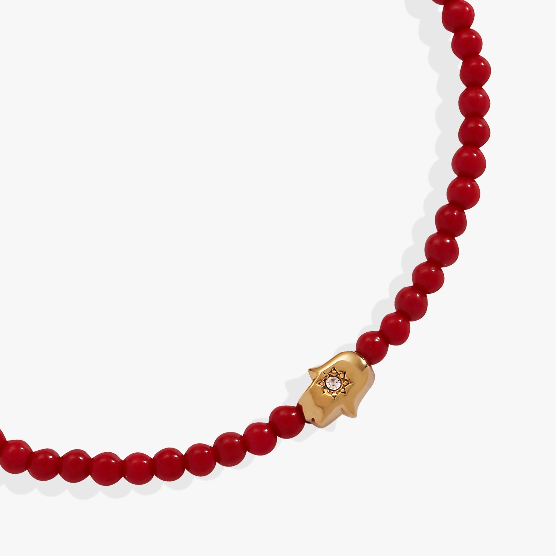Coral Hamsa Mini Stretch Bracelet Stainless Steel Gold
