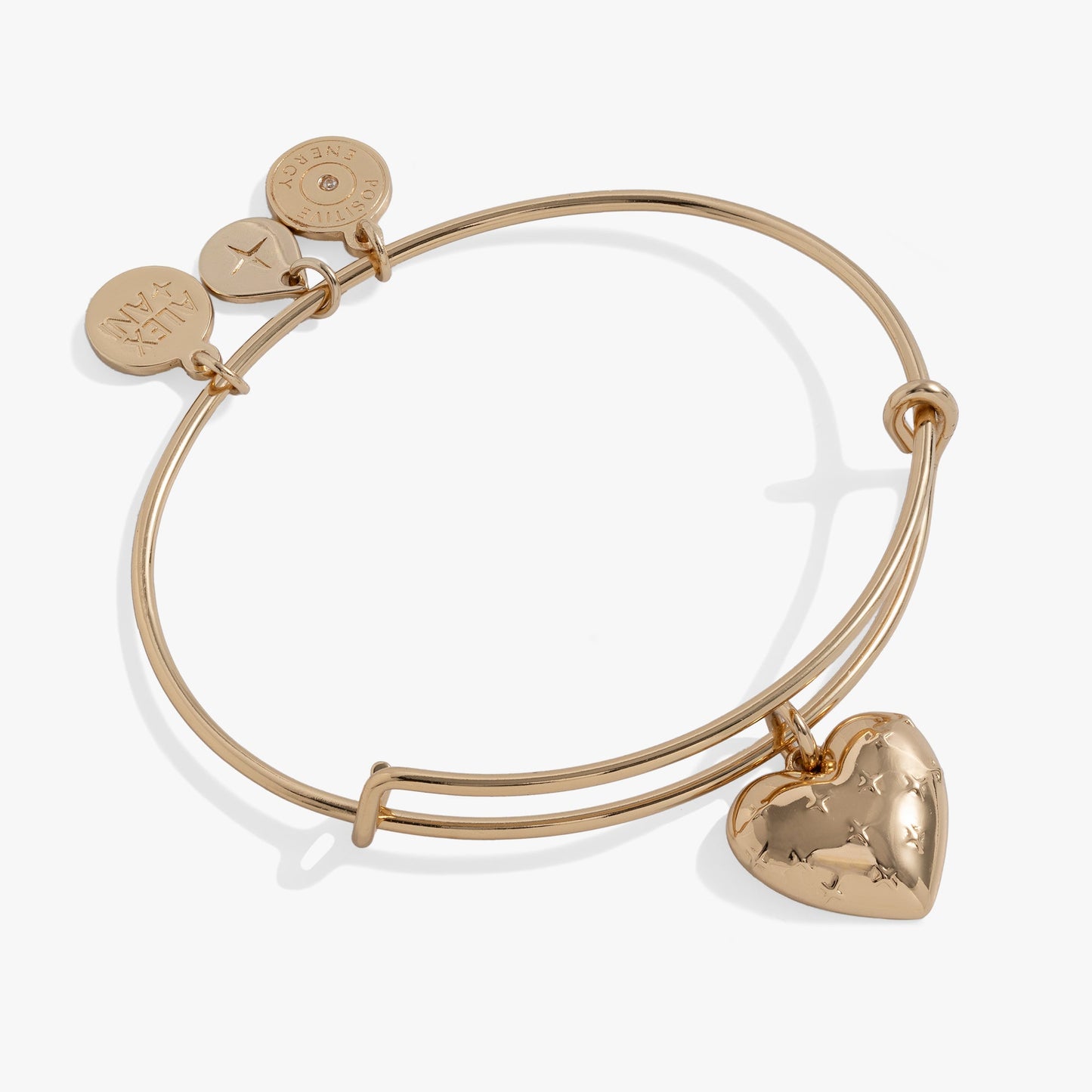 Metal Heart Charm Bangle Gold