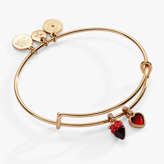 Chocolate-Covered Strawberry Duo Charm Bangle Gold