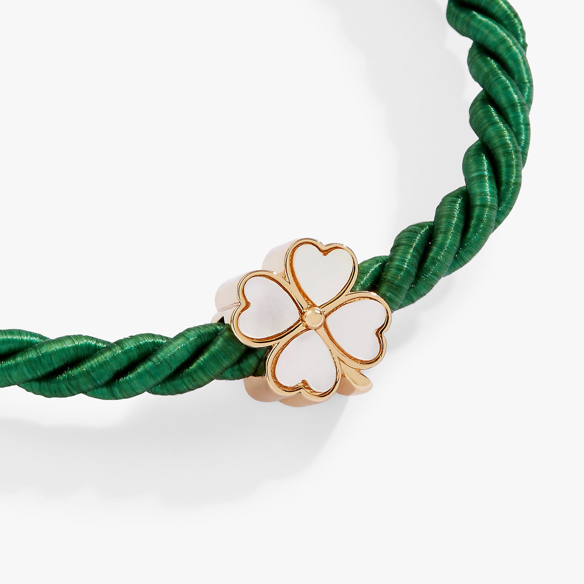 Four Leaf Clover Cord Bracelet Gold