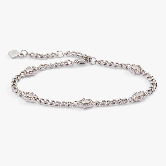 Hamsa Curb Chain Bracelet Stainless Steel Silver