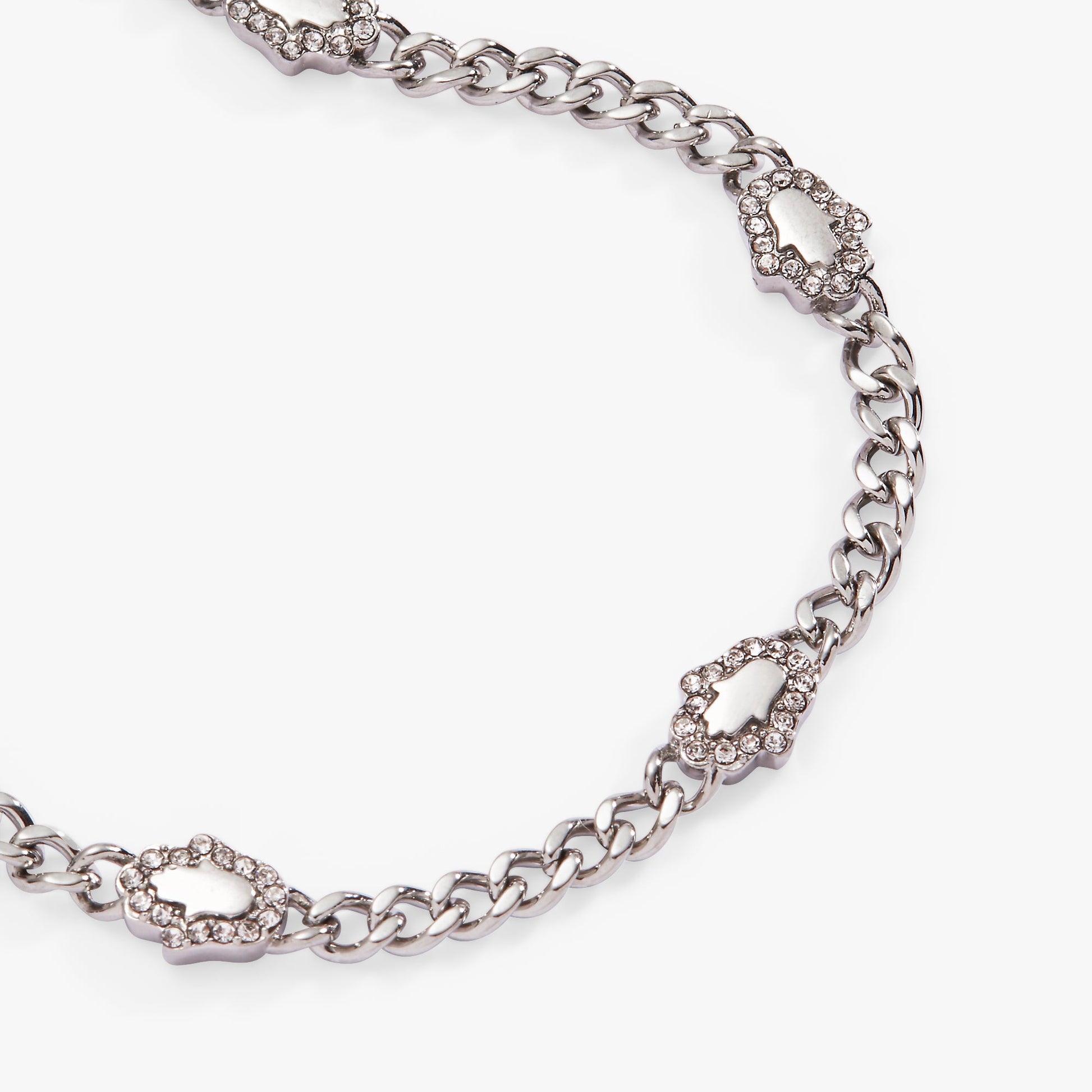 Hamsa Curb Chain Bracelet Stainless Steel Silver