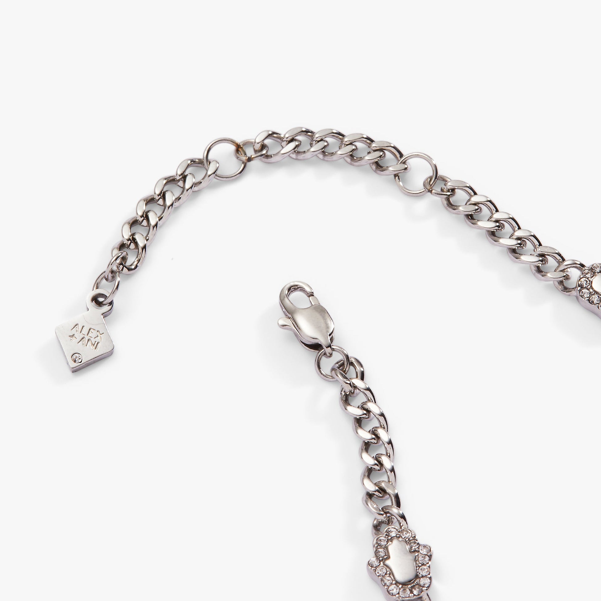 Hamsa Curb Chain Bracelet Stainless Steel Silver