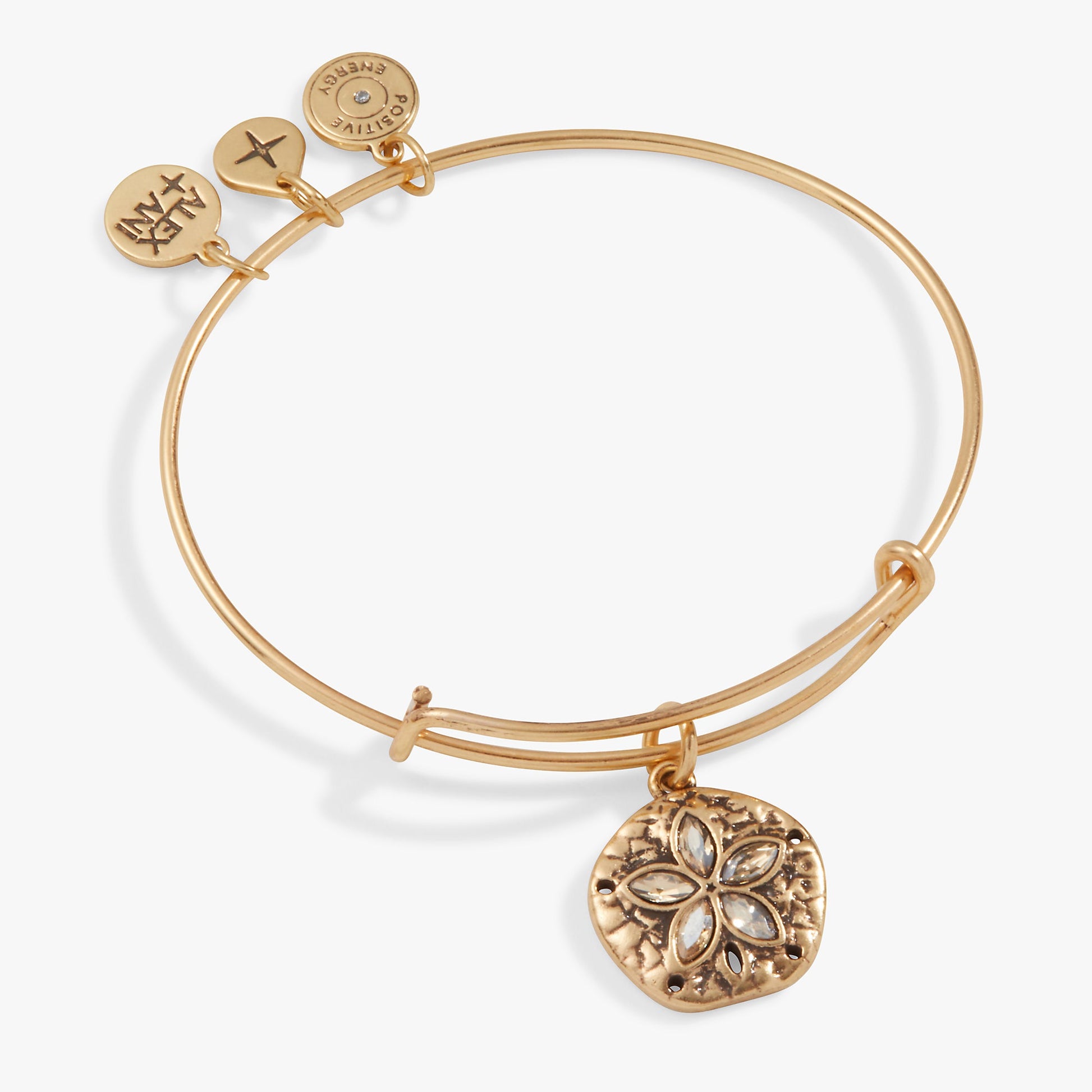 Sand Dollar Charm Bangle Antiqued Gold