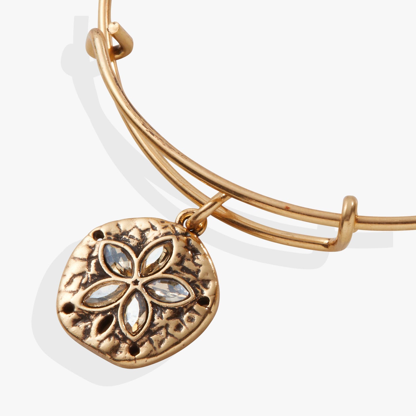 Sand Dollar Charm Bangle Antiqued Gold