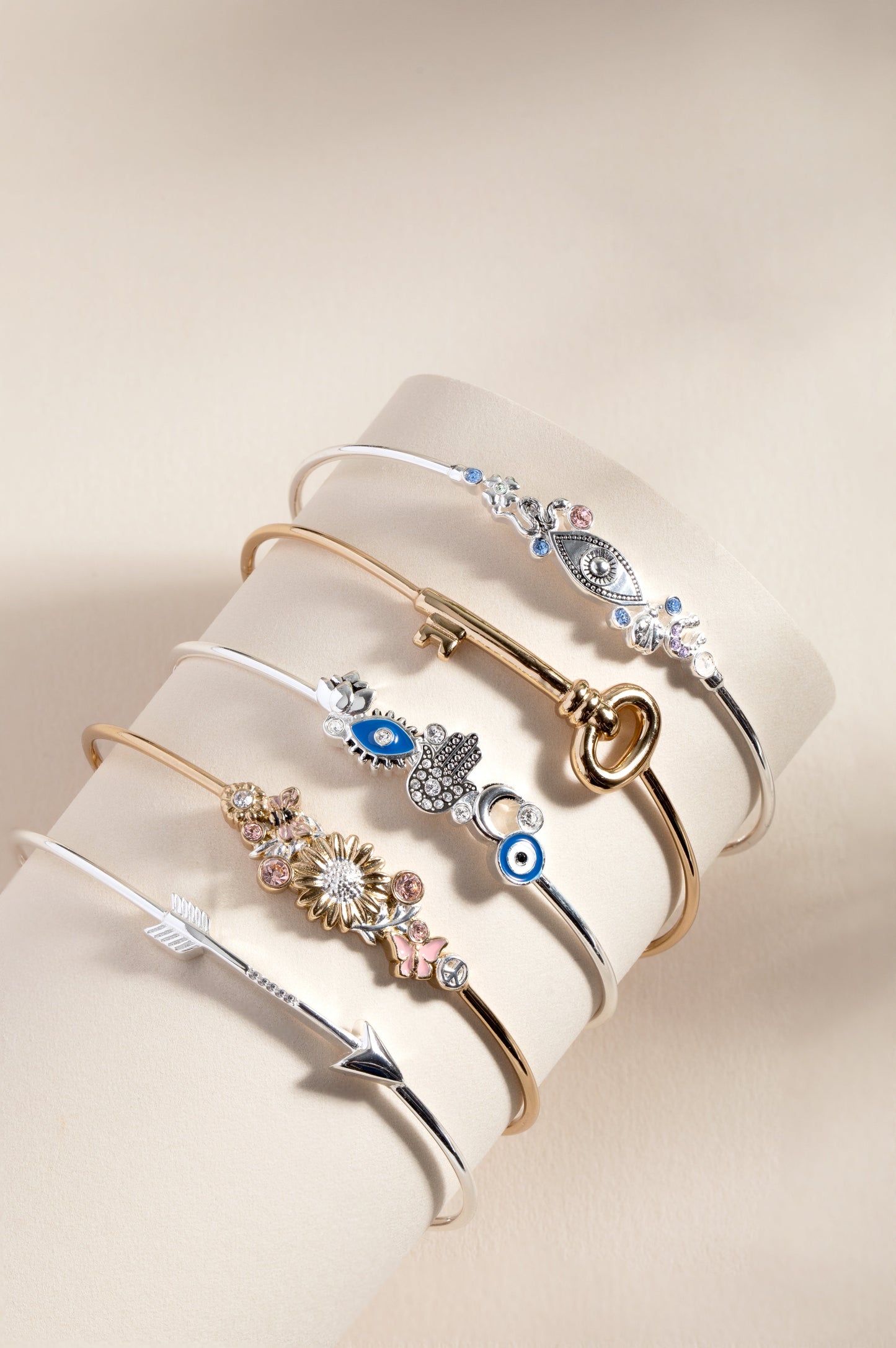 Evil Eye Inline Bangle Silver